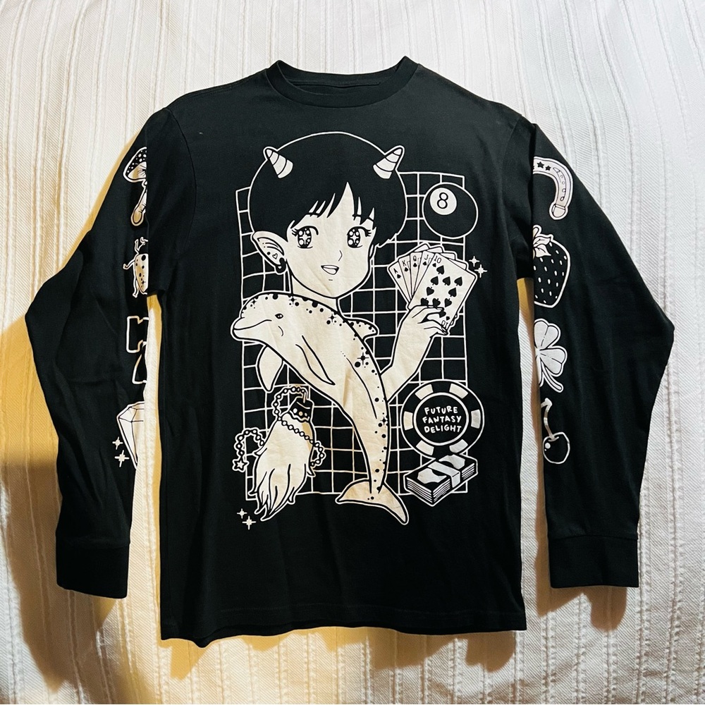 MEOW WOLF Good Luck Long Sleeve Tee in Black